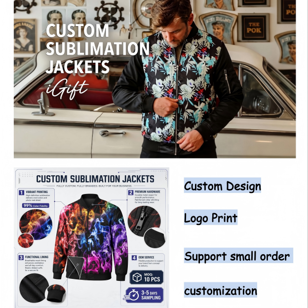 Custom Sublimation Jackets for Men Low MOQ Fast Turnaround