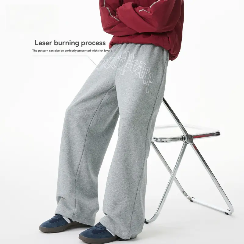 TTgarment  Wide Leg Casual Pants for Men Laser Engraving Logo LEL006