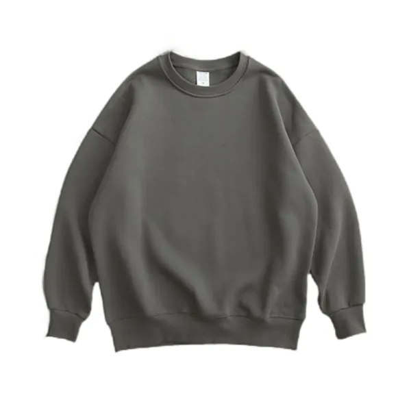 Custom 350g Men's Sweatshirt American Style Round Neck Plush Oversized Solid Color OST007