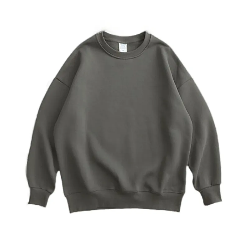 Custom 350g Men's Sweatshirt American Style Round Neck Plush Oversized Solid Color OST007