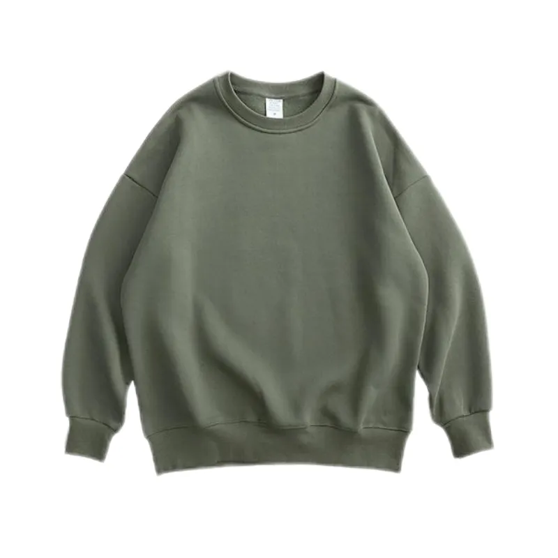 Custom 350g Men's Sweatshirt American Style Round Neck Plush Oversized Solid Color OST007