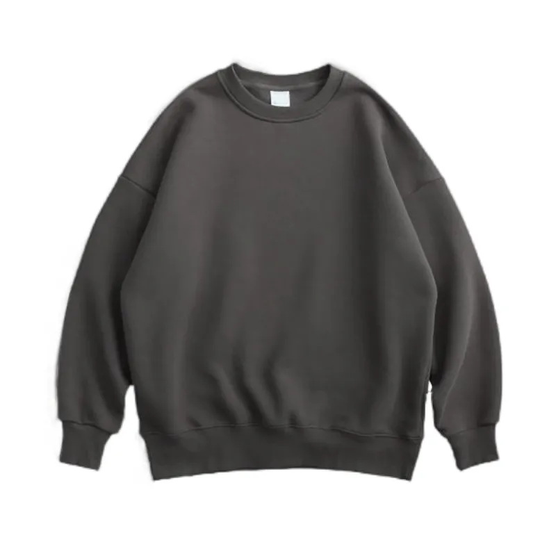 Custom 350g Men's Sweatshirt American Style Round Neck Plush Oversized Solid Color OST007