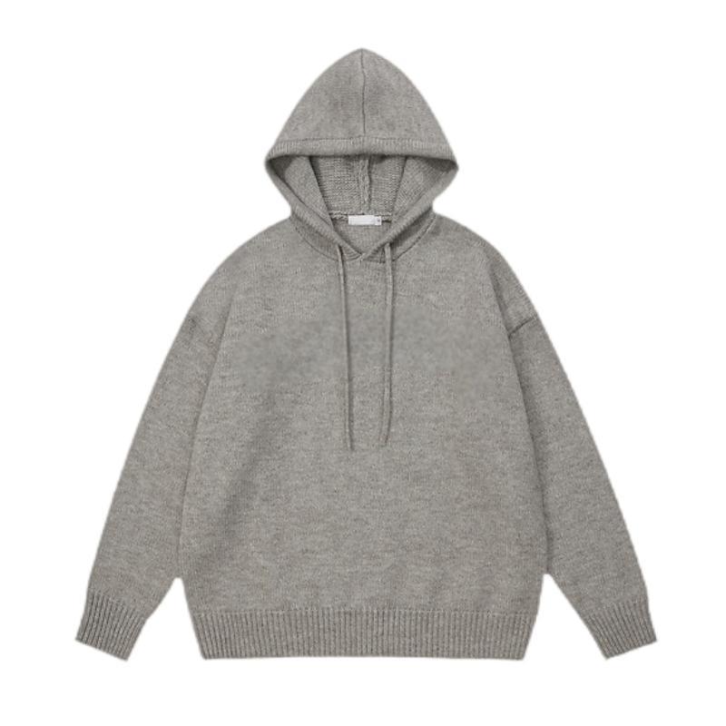 Custom Vintage Letter Knitted Thick Extra Coarse Wool Pullover Hooded for Men High Street Loose OST008