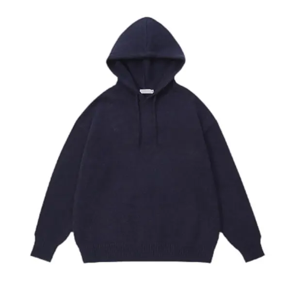 Custom Vintage Letter Knitted Thick Extra Coarse Wool Pullover Hooded for Men High Street Loose OST008