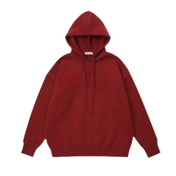 Custom Vintage Letter Knitted Thick Extra Coarse Wool Pullover Hooded for Men High Street Loose OST008