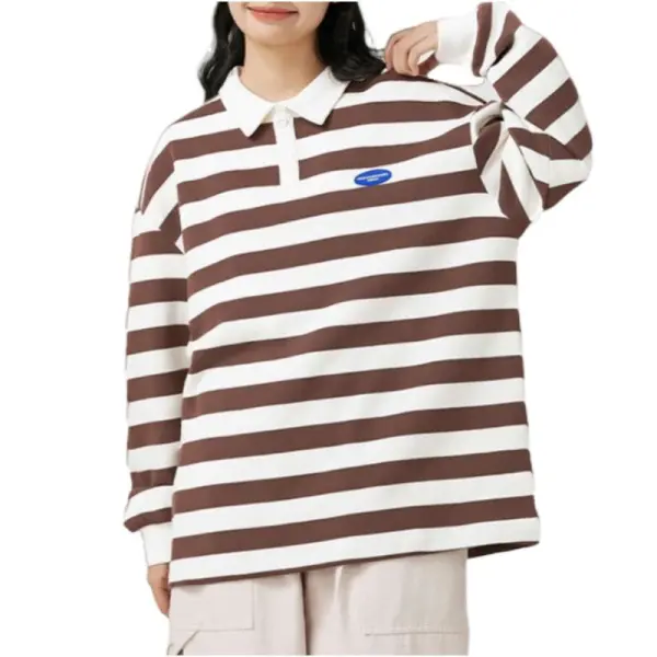 All Custom Made 260g Japanese Striped Lapel Long Sleeve Men's Spring Polo T-Shirt OST010