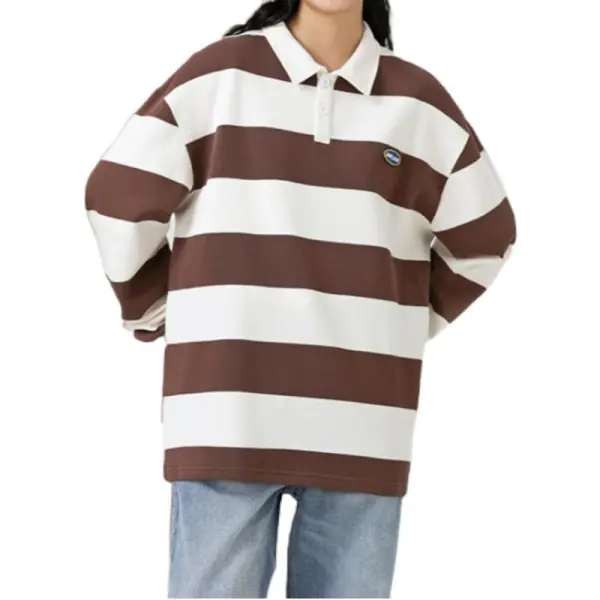 All Custom Made 260g Japanese Striped Lapel Long Sleeve Men's Spring Polo T-Shirt OST010