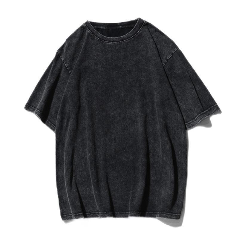 220g Washed Distressed 100% Cotton Retro T-shirt OST001