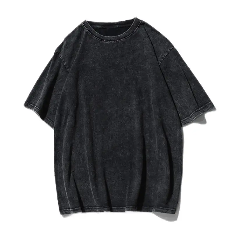 220g Washed Distressed 100% Cotton Retro T-shirt OST001