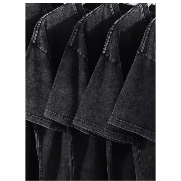 220g Washed Distressed 100% Cotton Retro T-shirt OST001