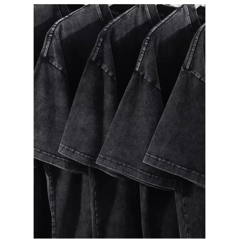 220g Washed Distressed 100% Cotton Retro T-shirt OST001