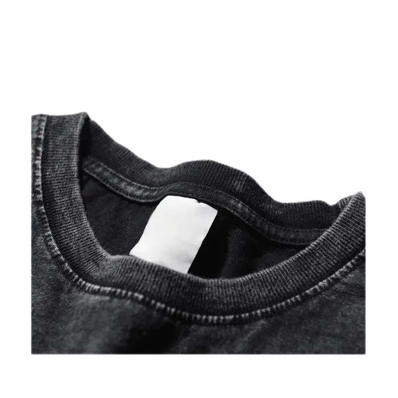 220g Washed Distressed 100% Cotton Retro T-shirt OST001