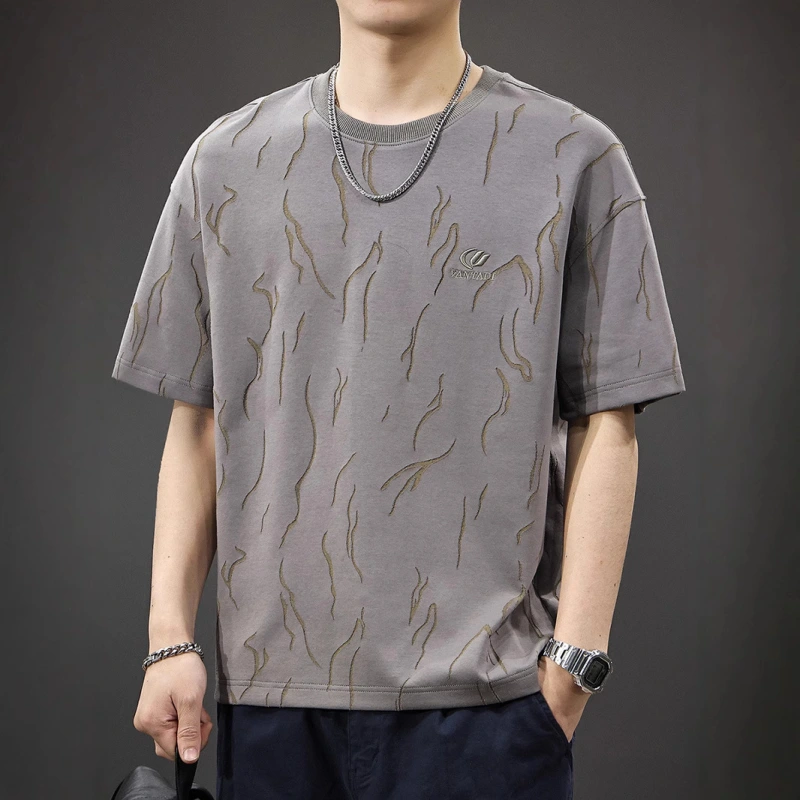 TTgarment Laser Burning LogoAmerican Retro Short Sleeve  CustomT-shirt LEL004