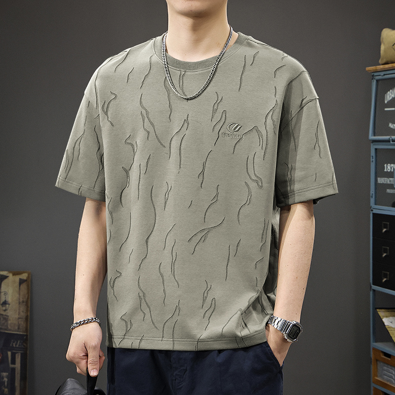 TTgarment Laser Burning LogoAmerican Retro Short Sleeve  CustomT-shirt LEL004