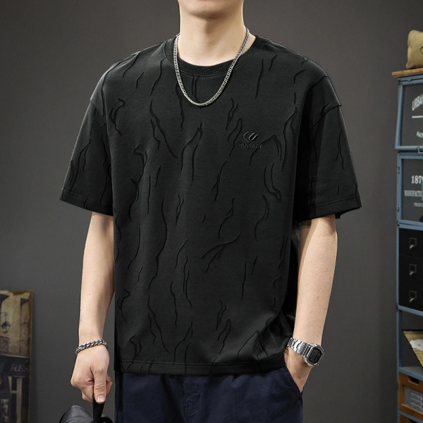 TTgarment Laser Burning LogoAmerican Retro Short Sleeve  CustomT-shirt LEL004