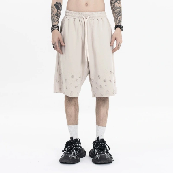 TTgarment custom Solid Color Distressed Athletic Shorts