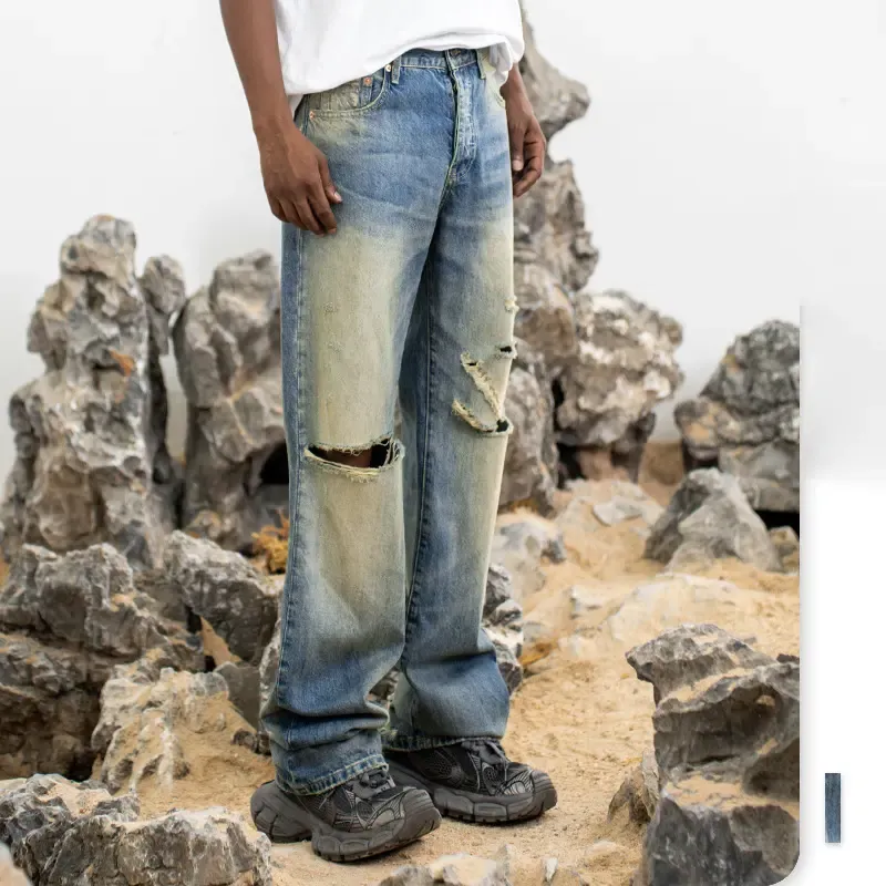 ttgarment 새 커스텀 찢어진 청바지