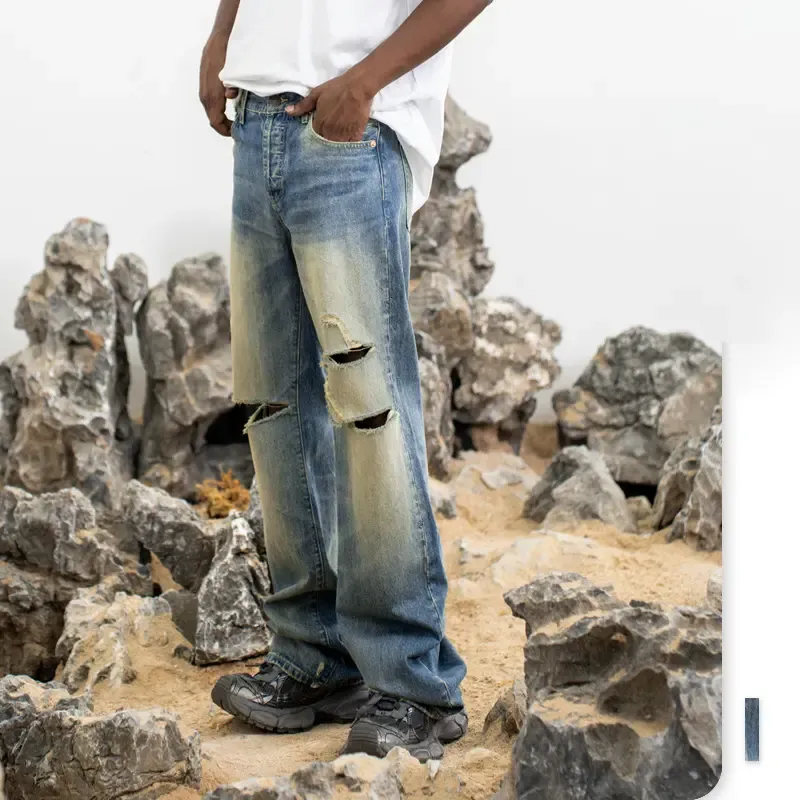 ttgarment 새 커스텀 찢어진 청바지
