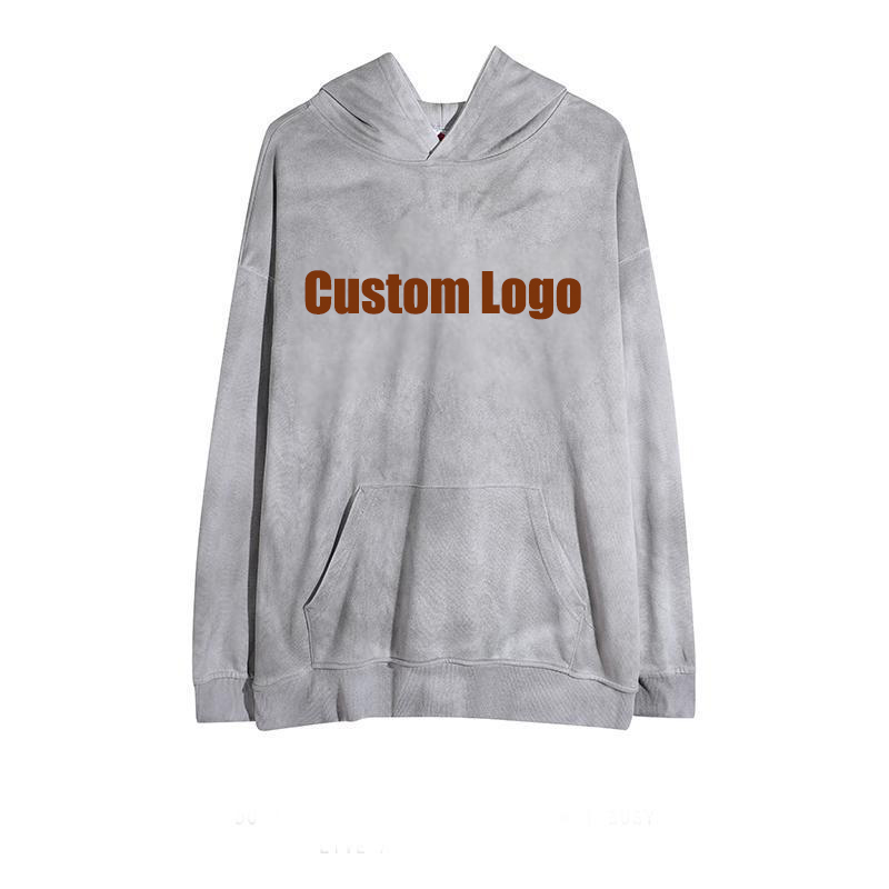 Oversized Acid Washed Hoodie for Men Custom Heavyweight 100% Cotton Embroidery Streetwear AWW007