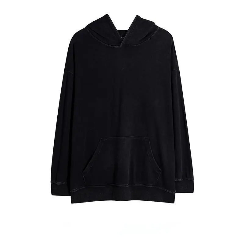 Чоловіча толстовка з вишивкою, великого розміру, з кислотним пранням, на замовлення, з вишивкою, 100% бавовна, aww007