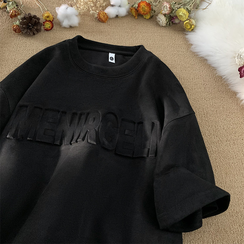 TTgarment Heavy-duty Steel-printed Oversized Loose-fitting Half-sleeve T-shirt DA005