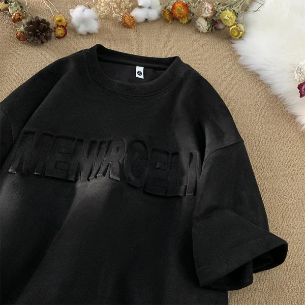 TTgarment Heavy-duty Steel-printed Oversized Loose-fitting Half-sleeve T-shirt DA005