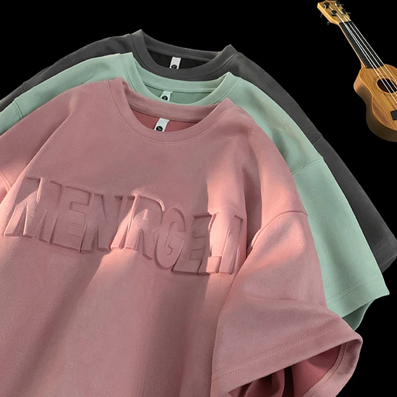 TTgarment Heavy-duty Steel-printed Oversized Loose-fitting Half-sleeve T-shirt DA005