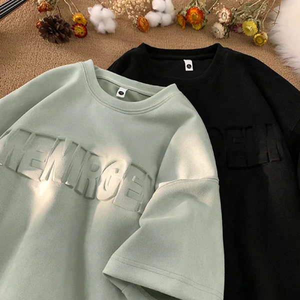 TTgarment Heavy-duty Steel-printed Oversized Loose-fitting Half-sleeve T-shirt DA005