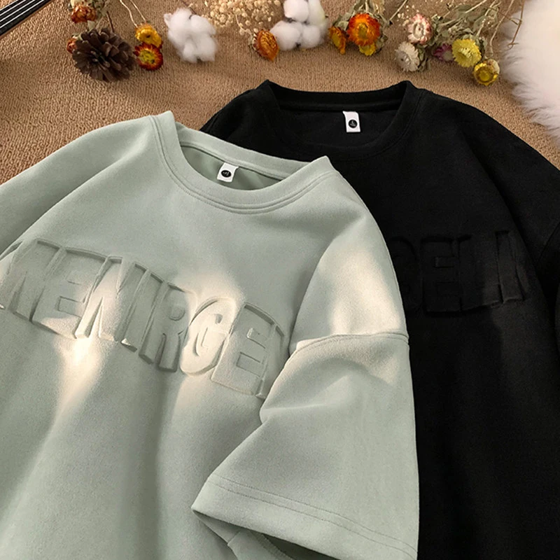 TTgarment Heavy-duty Steel-printed Oversized Loose-fitting Half-sleeve T-shirt DA005