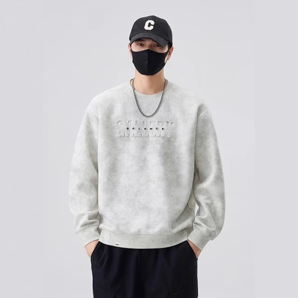 TTgarment Round-neck Sweatshirt Long-sleeved Loose Steel print Tie-dye DA006