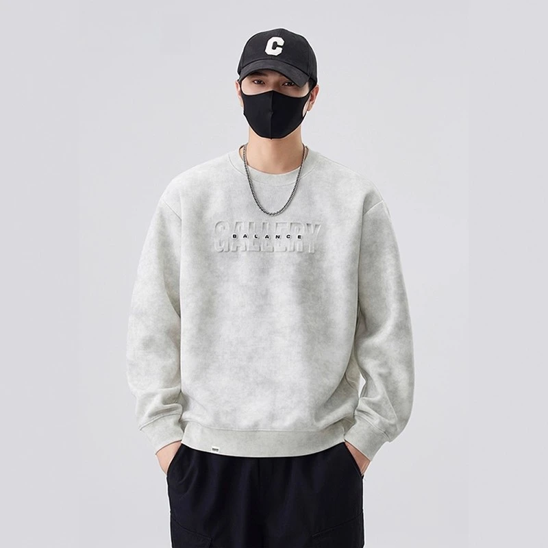 TTgarment Round-neck Sweatshirt Long-sleeved Loose Steel print Tie-dye DA006