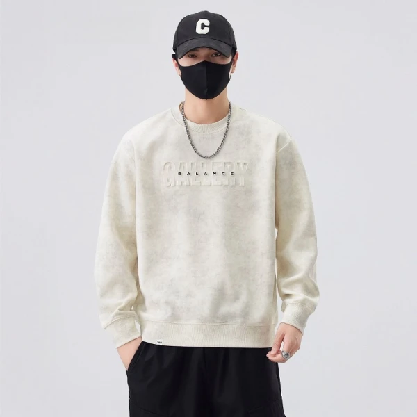 TTgarment Round-neck Sweatshirt Long-sleeved Loose Steel print Tie-dye DA006