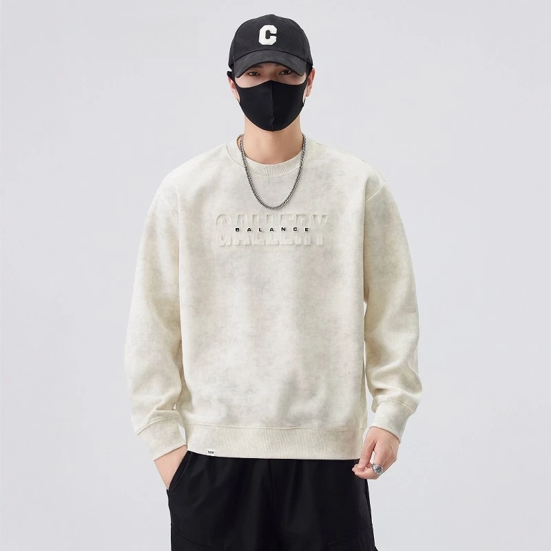 TTgarment Round-neck Sweatshirt Long-sleeved Loose Steel print Tie-dye DA006