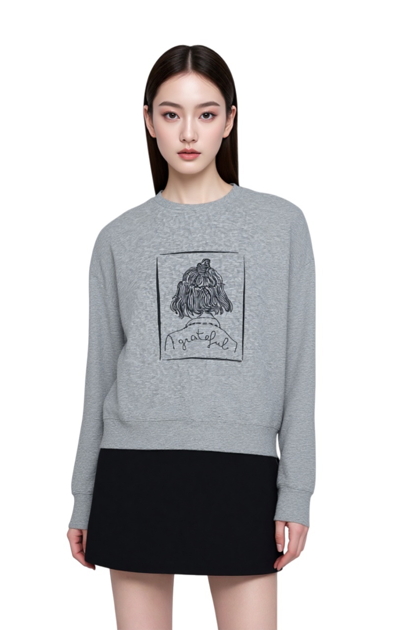 TTgarment  Custom Hand-Drawn Pattern Cropped Long-Sleeve T-Shirt   T1207