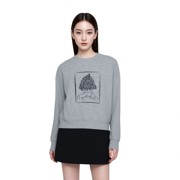 TTgarment  Custom Hand-Drawn Pattern Cropped Long-Sleeve T-Shirt   T1207