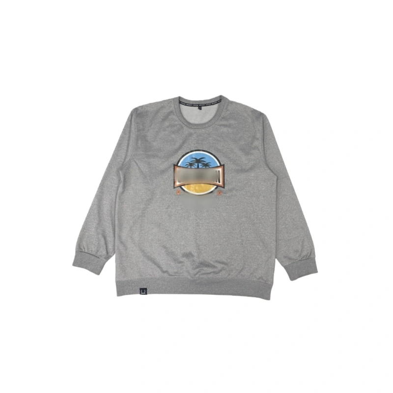 TTgarment   Design Ribbed Crew Neck Light Gray Long-Sleeve T-Shirt   T1208