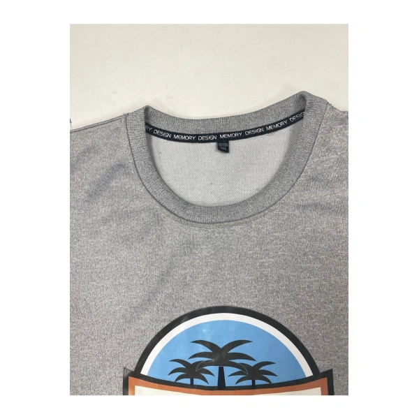 TTgarment   Design Ribbed Crew Neck Light Gray Long-Sleeve T-Shirt   T1208