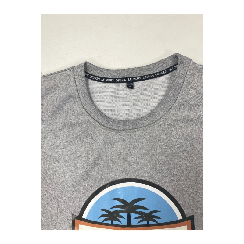 TTgarment   Design Ribbed Crew Neck Light Gray Long-Sleeve T-Shirt   T1208