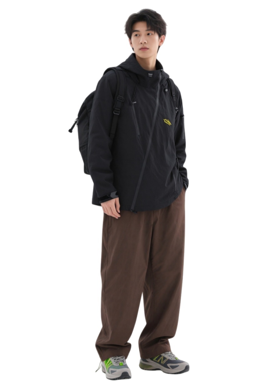 TTgarment Design Black Multi-Pocket Windbreaker   J1226