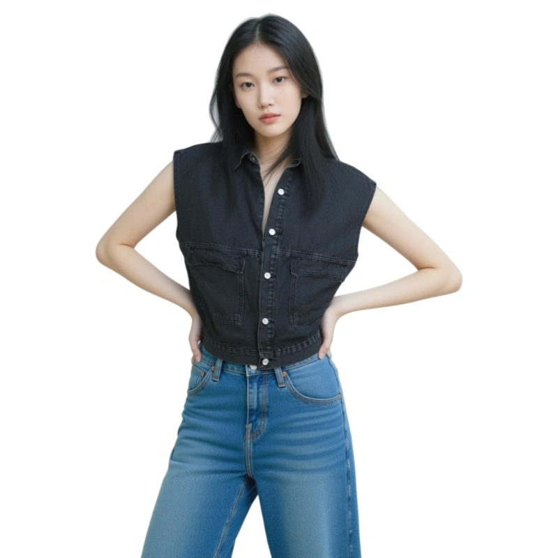 TTgarment  Design Sleeveless Denim Vest Jacket   V246