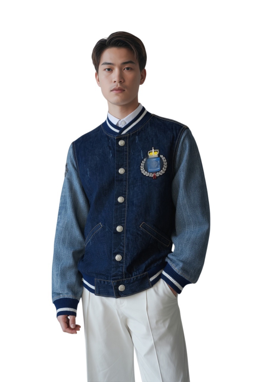 TTgarment  Purchase Contrast Sleeve Denim Jacket   JN030