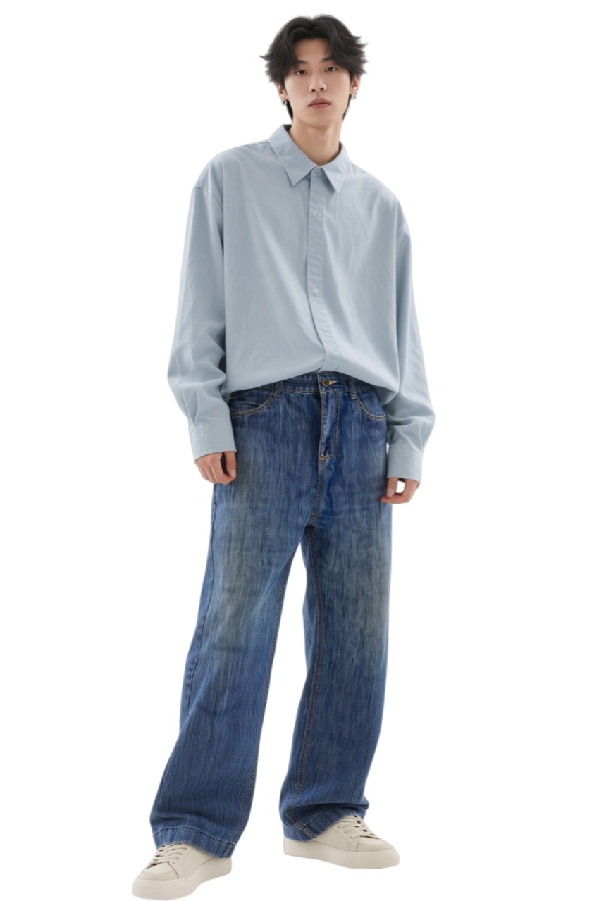 TTgarment  Custom Vertical Brushed Denim Pants   JS023