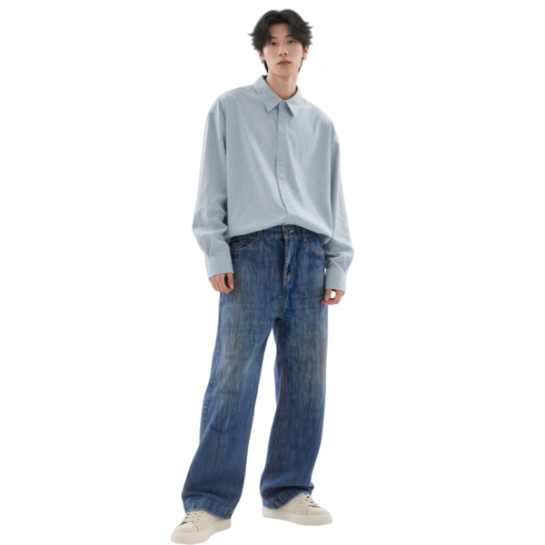 TTgarment  Custom Vertical Brushed Denim Pants   JS023