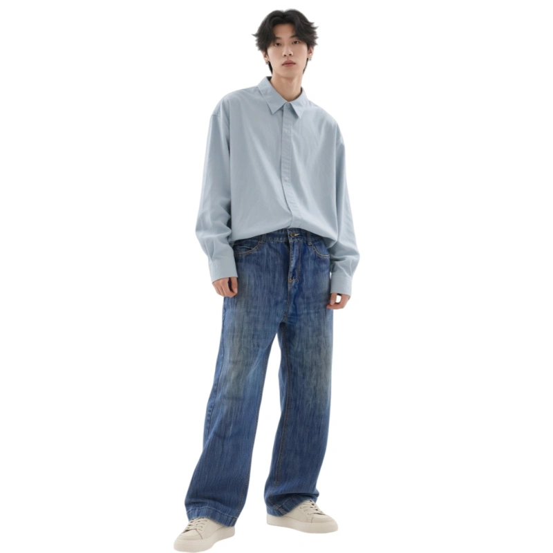 TTgarment  Custom Vertical Brushed Denim Pants   JS023
