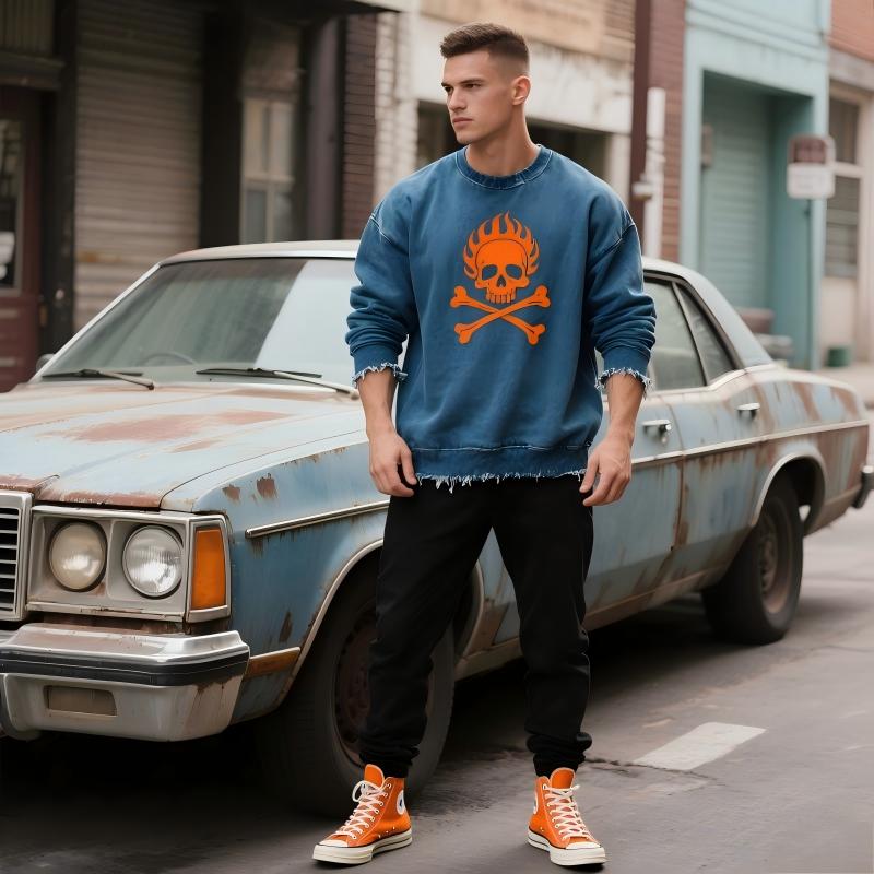 TTgarment Spring Custom Solid Sweatshirt Skull and Crossbones Logo SCL0014