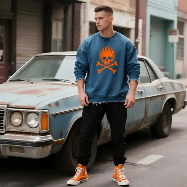 TTgarment Spring Custom Solid Sweatshirt Skull and Crossbones Logo SCL0014