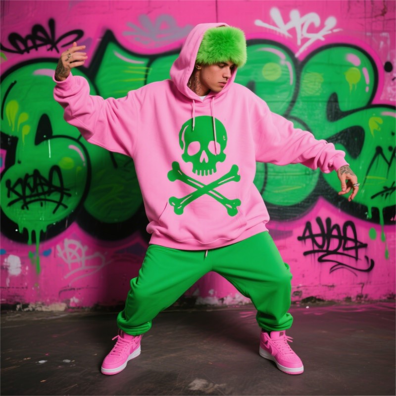 TTgarment Oversized Men's Breathable Hoodie Skull Print Outerwear SCL002