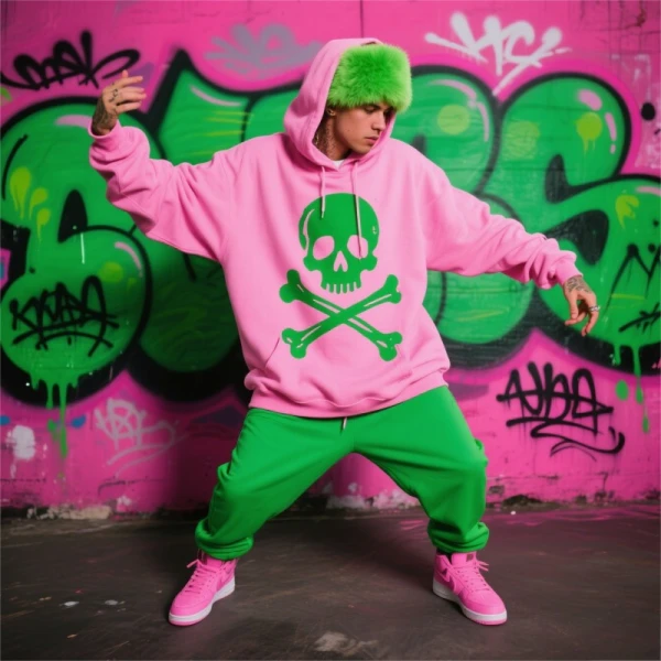 TTgarment Oversized Men's Breathable Hoodie Skull Print Outerwear SCL002