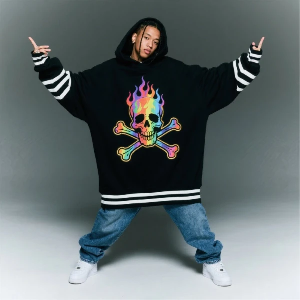 TTgarment Oversized Men's Hoodie Skull Print Outerwear SCL006
