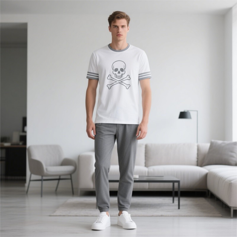 TTgarment OEM White Cotton Men's Round Neck T-shirt  SCL004